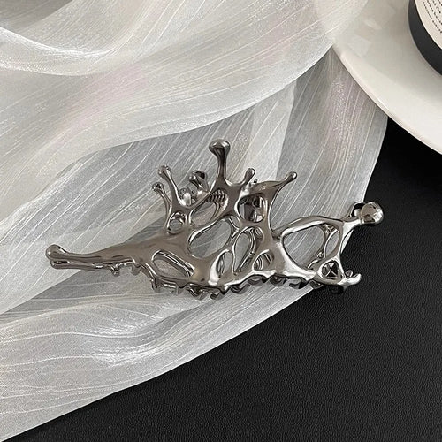 Fashion Y2k Geometric Claw Clips for Women Silver Color Large Metal