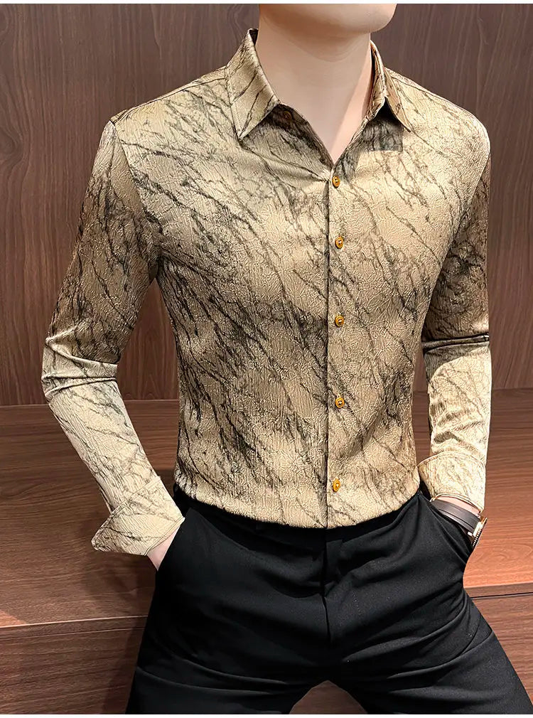 Spring and summer new stylish personality casual printed men's shirt