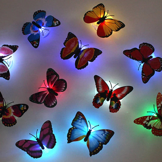 1~4 PCS Pasteable 3D Butterfly Night Lights Luminous Led Wall Sticker