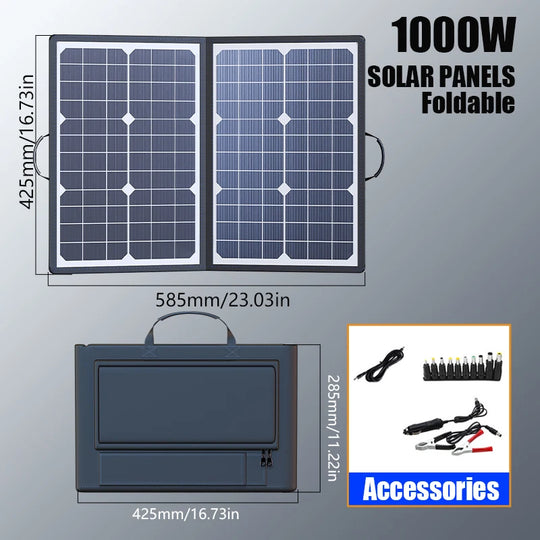 1000W Portable Foldable Solar Panel Kit Complete Solar Power Station