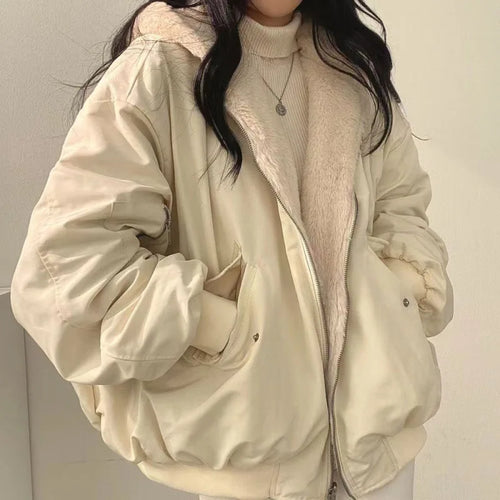 Winter Thicken Warm Parkas Women Oversized Kawaii Double Sided Hooded