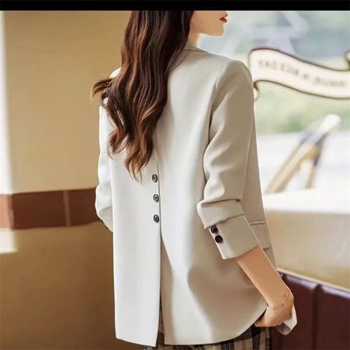 Black Elegant Women Blazers Spring Autumn Long Sleeve Slim Blazer Chic