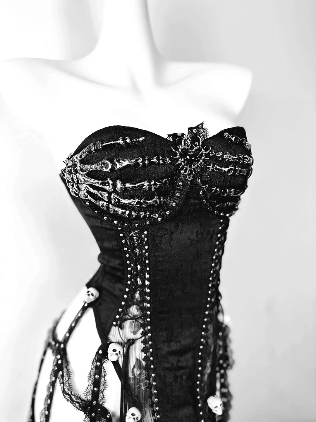 TDH Heavy Industries Handmade Pure Black Gothic Black Strap Drawstring Chest, Bird Cage, Affordable Bundle Body, Skincare Top