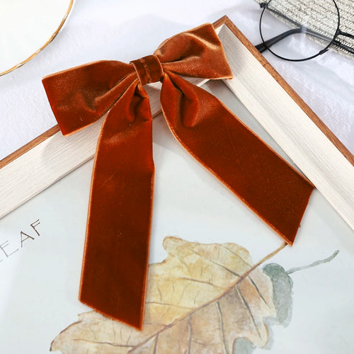 Bow Velvet Barrettes Women Temperament Ponytail Hairpin Hair Clip