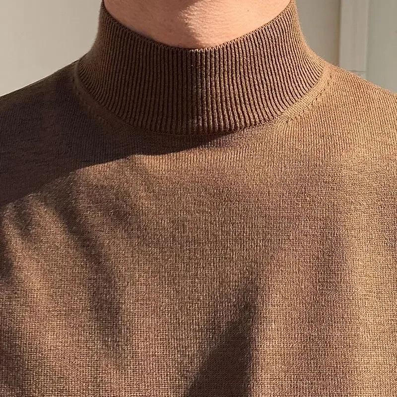 Autumn Winter Half Turtleneck Sweater Men's Long-sleeved Korean Solid