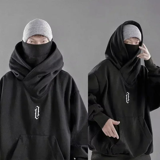 Autumn Embroidery Turtleneck Men's Hooded Sweatshirt Japanese Ninja
