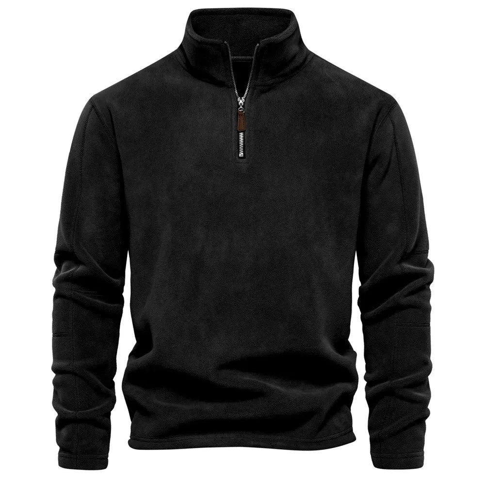 Autumn Winter New Warm Polo Shirts Men's Lamb Wool Sweatshirt Standing