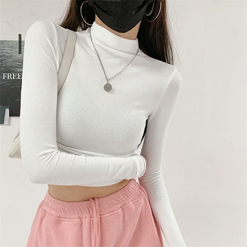 Turtleneck Long Sleeveless Women's T-shirt Spring New Fashion