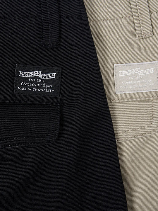 SIMWOOD 2024 Autumn New Regular Straight Pants Men 320gsm Dark Washed