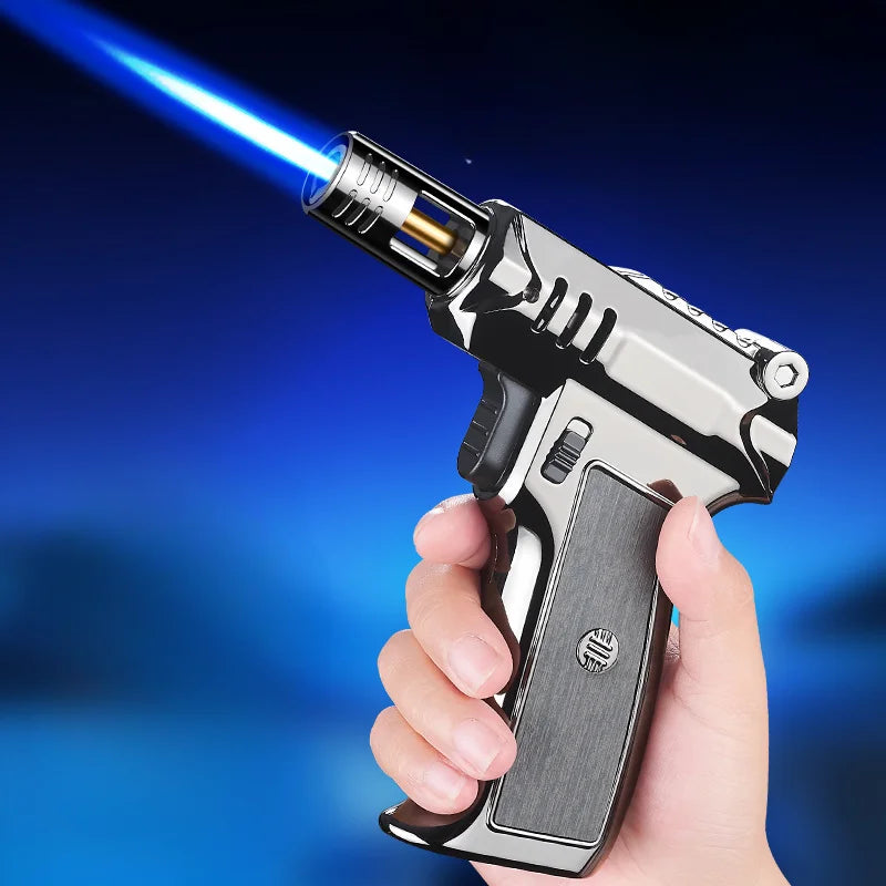Outdoor Windproof Butane Gas Turbo Metal Lighter Multipurpose High Temperature Welding Gun Inflatable Lighter Men's Somking Tool