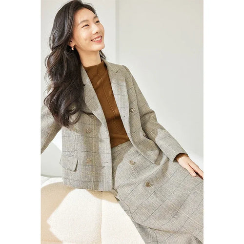 Vimly Women's Blazer Skirt Suit Elegant Formal Outfits 2024 Winter