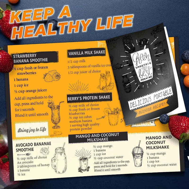 Portable Blender, Personal Blender USB Rechargeable, Mini Blender for Shakes and Smoothies, Strong Cutting Power with 6 Blades