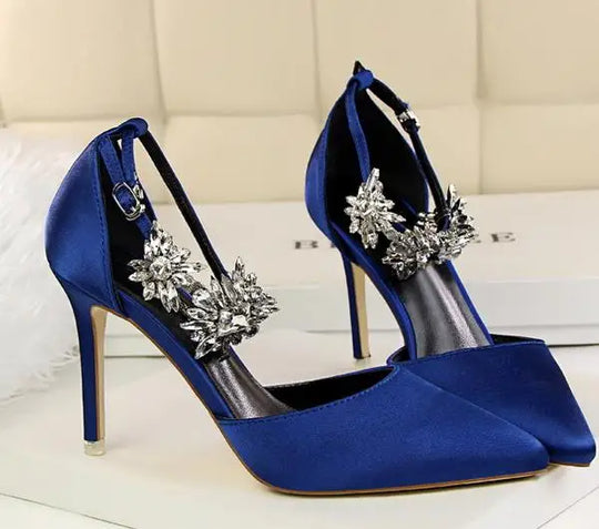 New Arrival Women Sandals High Heels 8Cm Elegant Office Ladies Shoes Women Sandals Silk Material Luxury Singles Party Shoes