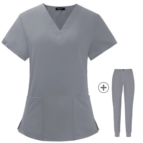Solid Color Nursing Scrubs Women Uniforms Elasticity Pet Clinic Nurse