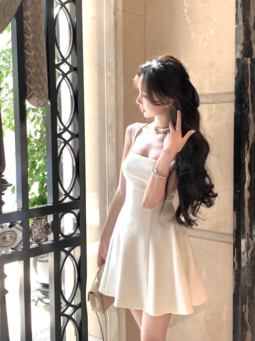2024 Summer Solid Midi Dress Women French Elegant Holiday Party