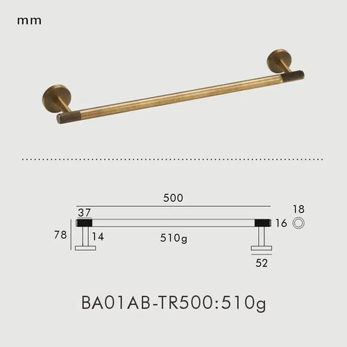 NU Brass Knurled Antique Bronze Bathroom Hardware Towel Rack