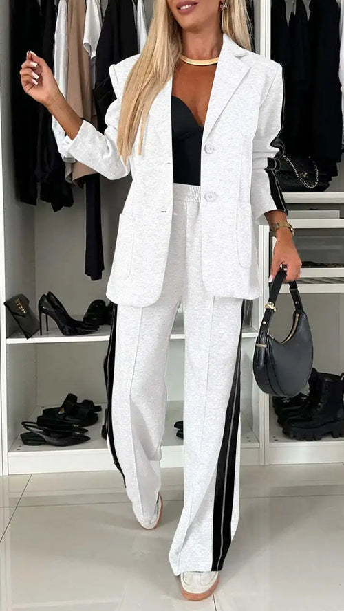 New Autumn Winter Women's Long-sleeved Lapel Casual Suit Fashion Solid