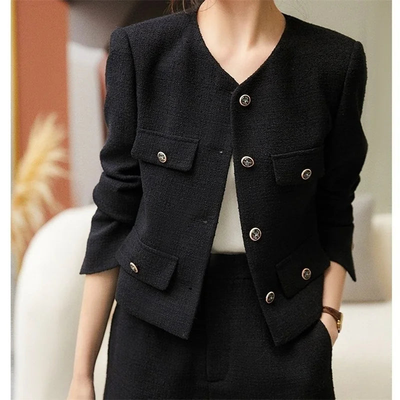 Spring Autumn Women's Blazers 2024New Elegant Slim Cropped Streetwear