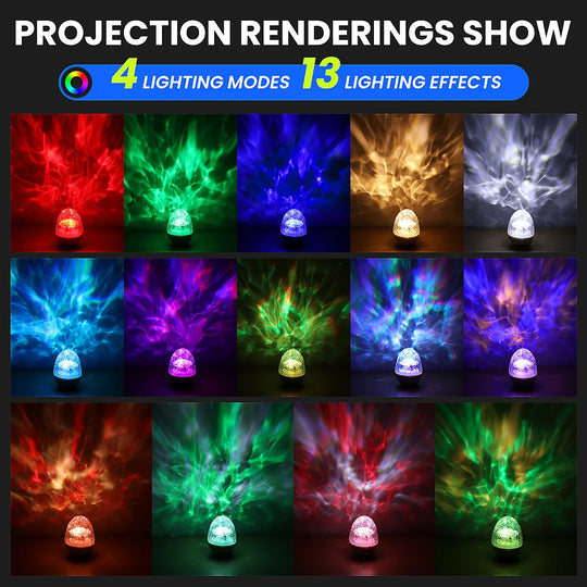 Dynamic Rotating Dinosaur Egg Mood Night Light, 13 Color Changing, USB Rechargeable Projector Lamp with Touch & Remote for Room