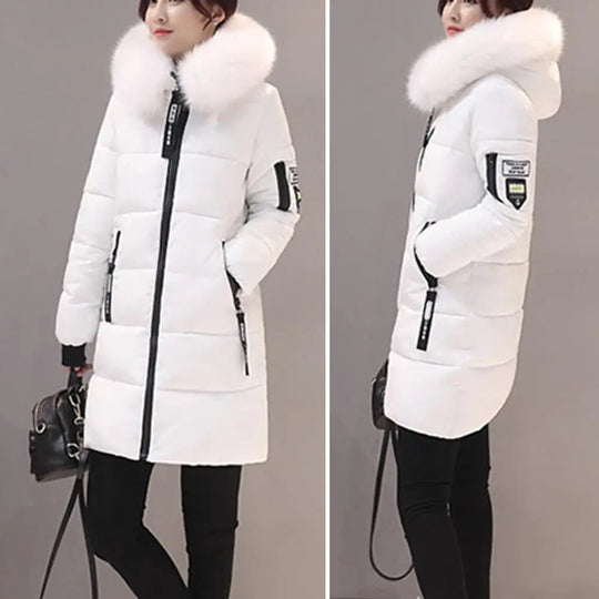 2024 New Winter Coat Women's Jacket Fur Neckline Long Basic Coats