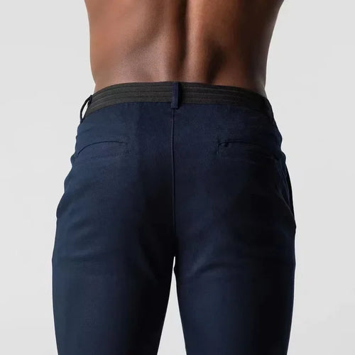 Active Chinos Comfortable Men Long Pants Stylish Slim Fit Ankle Length