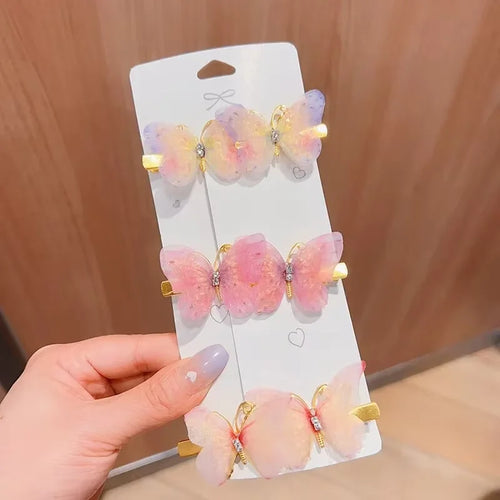 6PCS Butterfly Hair Clips with Color Gradient A GIRL'S Birthday