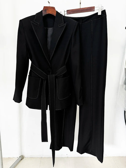 HIGH STREET Newest Fashion 2024 Designer Suit Set Women's Contrast