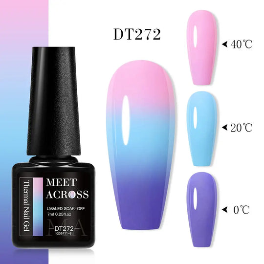MEET ACROSS 7ml Thermal Gel Nail Polish Manicure 3 Layers Temperature Changing UV Gel Semi Permanent Soak Off Varnish Nail Art