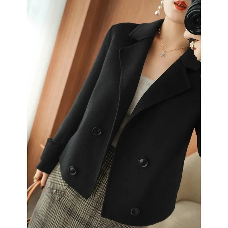 New Double-Sided Wool Coat Women's Short High-End Casual Tweed Suit