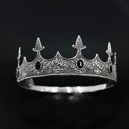 Trendy Vintage Baroque Crown Antique Bronze Elegant King Tiara Crown Adjustable Multicolor Prince Rhinestone Tiara Men
