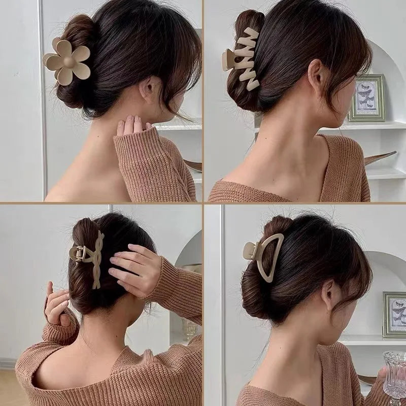 5PCS Frosted Hair Clips Simple Big Hair Claw Clips for Women Girls Thin Thick Curly Hair Jaw Clips Shark Clips Hair Accessories