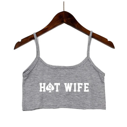 Fashion Women's Sexy Elastic Cotton Camis HOT WIFE Letters Print