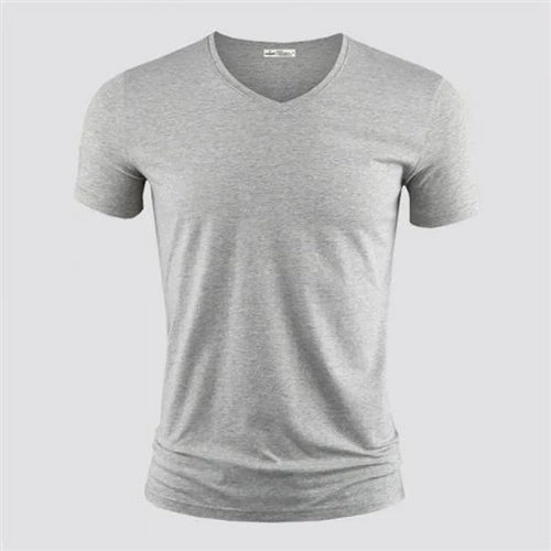 2025 Men's T Shirt Pure Color V Collar Short Sleeved Tops Tees Men