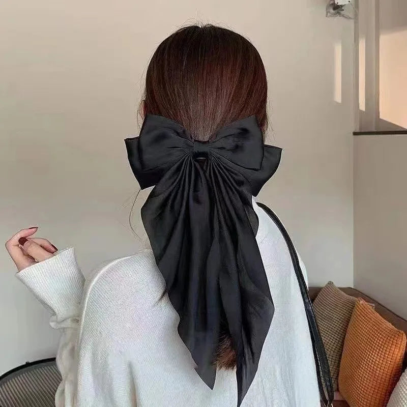 2023 New Women Large Bow Hairpin Summer Chiffon Big Bowknot Stain Bow
