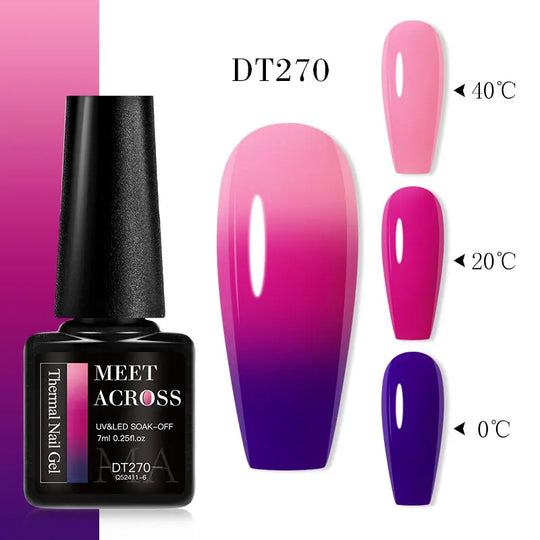 MEET ACROSS 7ml Thermal Gel Nail Polish Manicure 3 Layers Temperature Changing UV Gel Semi Permanent Soak Off Varnish Nail Art
