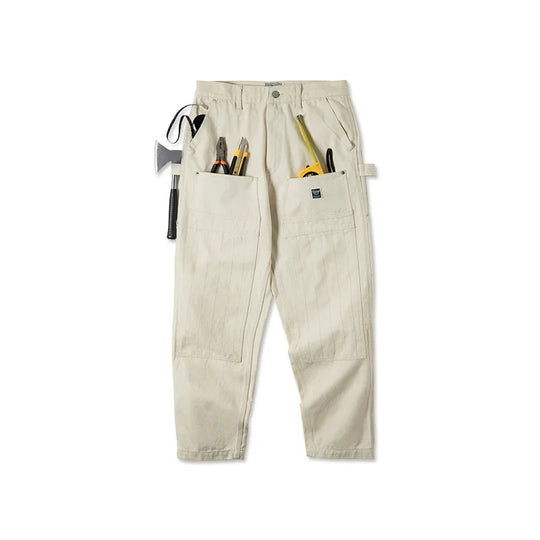 Maden Multi Pockets White Jeans Vintage Baggy Workwear Old Fashion