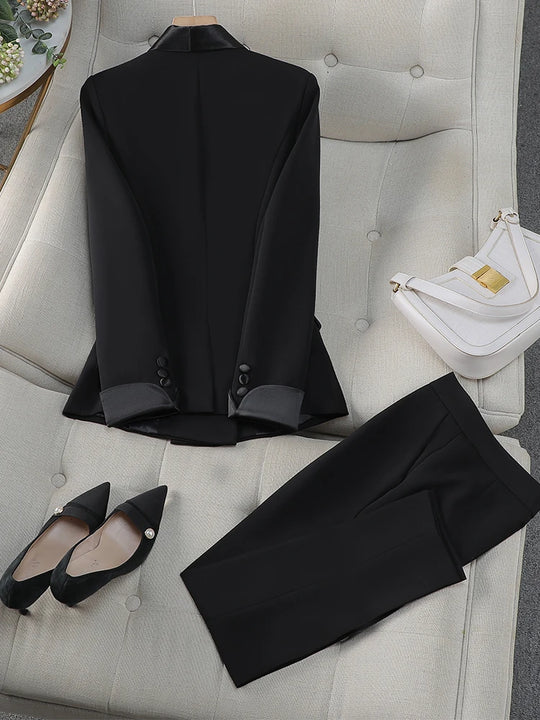 Elegant Red Black Women Pant Suit Office Ladies Female Business Work