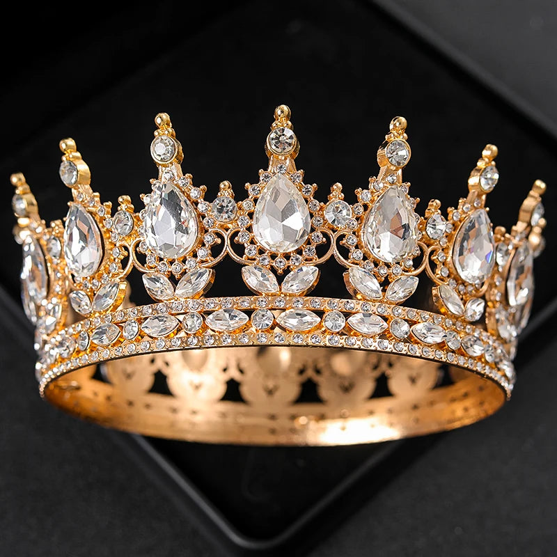 Baroque Crystal Tiaras And Crowns Rhinestone Prom Diadem Headband Crown Bridal Wedding Hair Accessories Jewelry Crown Tiara Gift
