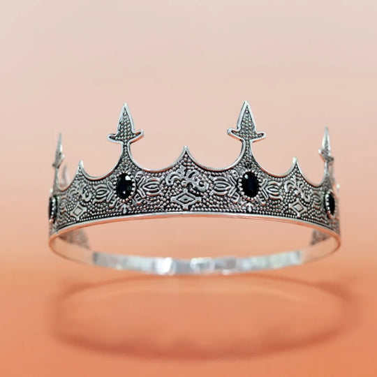 Trendy Vintage Baroque Crown Antique Bronze Elegant King Tiara Crown Adjustable Multicolor Prince Rhinestone Tiara Men