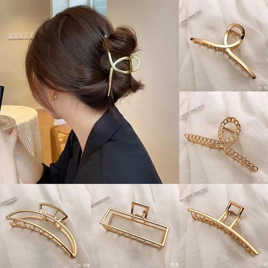 Fashion Metal Hair Claw For Women Gold Silver Color Cross Crab Hair