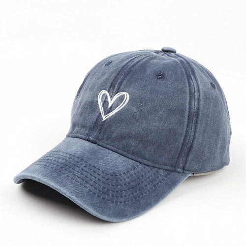 Spring/SummerHat Female Embroidered Peach Heart Wash Denim Baseball