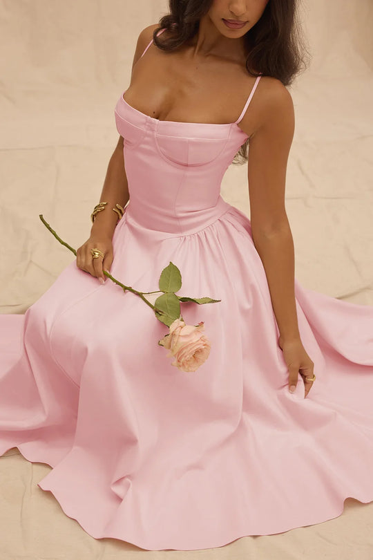 Summer skirt new French vintage maxi dress court wind Dopa wear strap