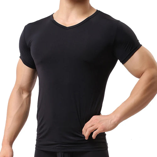 Ice Silk T Shirt for Men Summer Breathable Short Sleeve Tops Men's