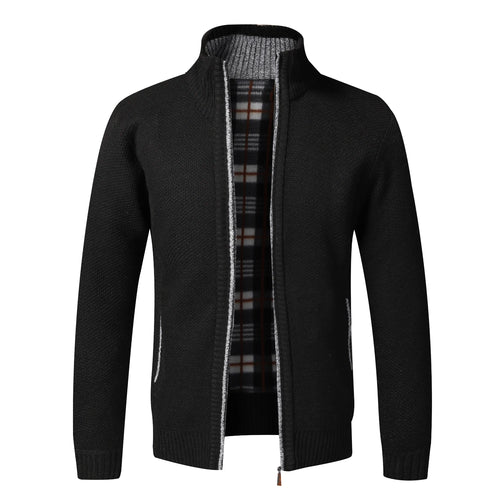 Autumn Winter Warm Cardigan Men Fleece Sweaters Full Zip Jackets Slim