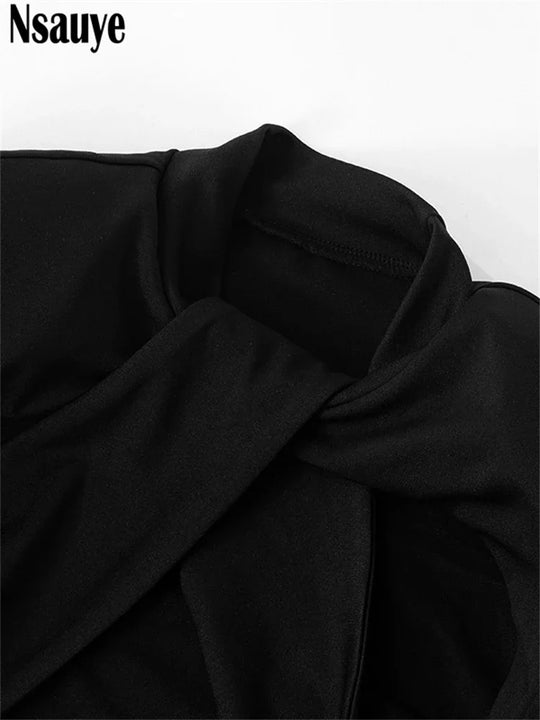 Nsauye Sexy Women Night Club Evening Party Short Dress Long Sleeve