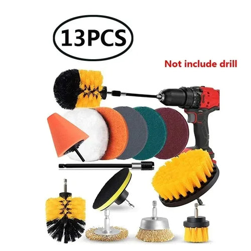 Electric Drill Brush Kit All Purpose Cleaner Auto Tires Cleaning Tools