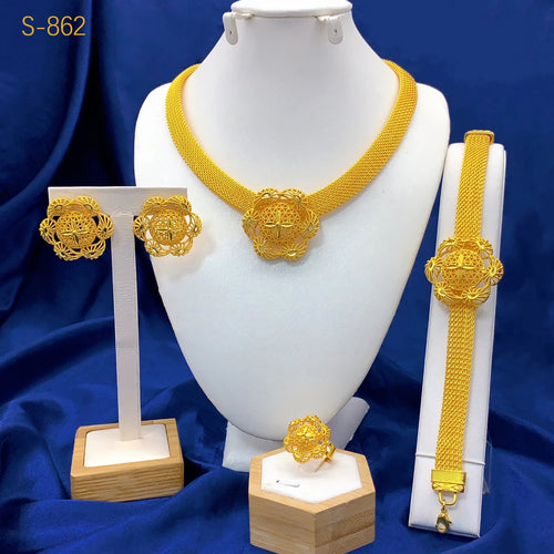 ANIID Dubai 24K Gold Plated Jewelry Set For Women African Indian