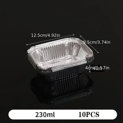 10pcs Rectangular Tinfoil Tray BBQ Special Thickened Bowl Takeaway