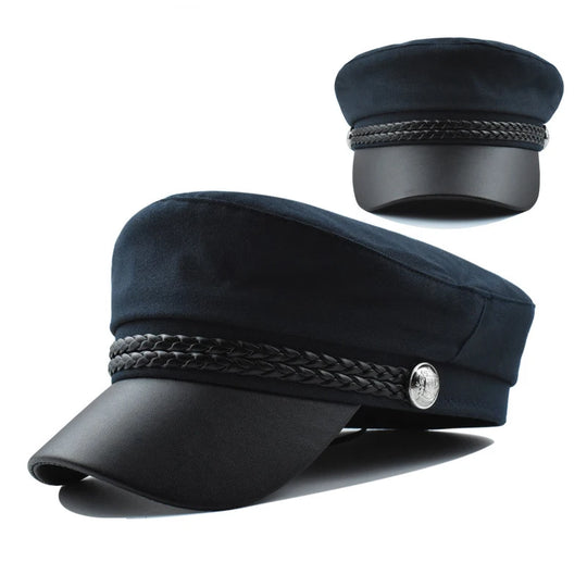 Women Men PU Leather Berets Hat Retro British Solid Beret Baseball Cap Outdoor Sun Hat Winter Warm Octagonal Hats Newsboy Caps