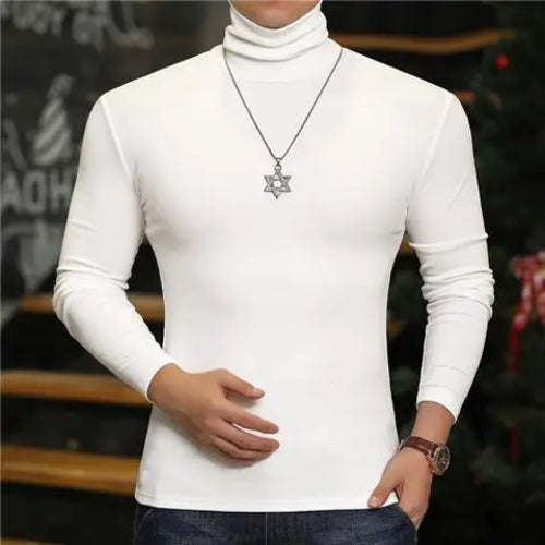 Fashion Men's Turtleneck T-Shirts Casual Autumn Winter High Collar New